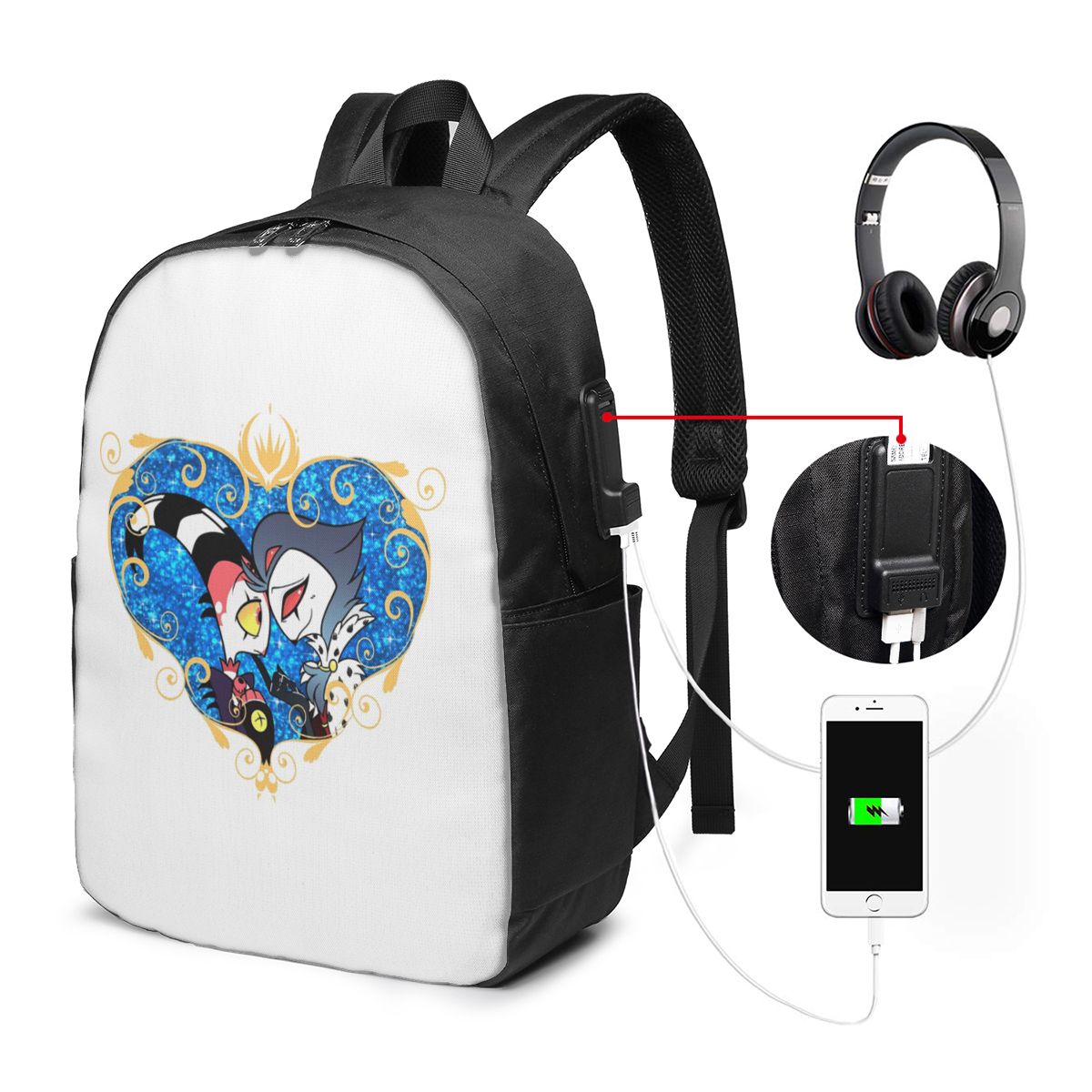 Travel Bags - Helluva Boss Stolas And Blitzo Heart