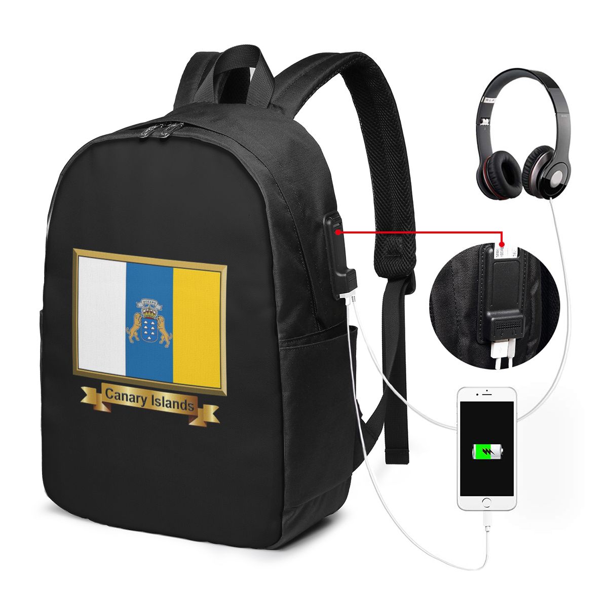 Travel Bags - Spain Flag Oceano Canary Islands Backpack