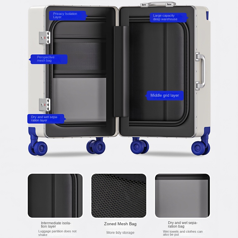 Front-opening Luggage Wide Han - Aluminum Frame Carry On Luggage ulasan dan harga