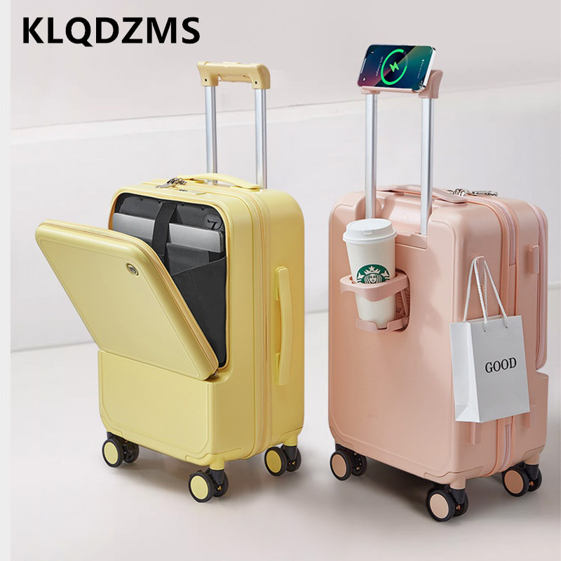 KLQDZMS Aluminum Frame Suitcas - Front Opening Laptop Luggage 24 Inch ulasan dan harga