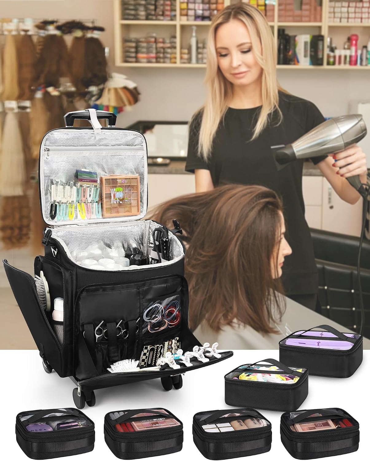 Rolling Makeup Case Hair Tools - Travel Bags ulasan dan harga