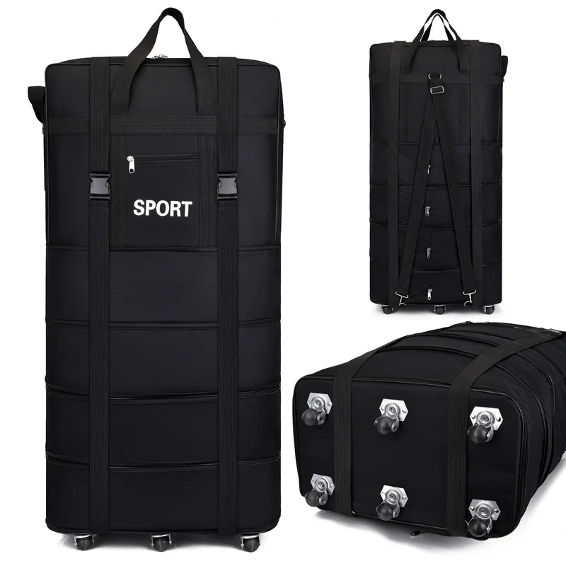 Plus Airline Checked Bag Oxfor - Foldable Rolling Luggage Bag ulasan dan harga
