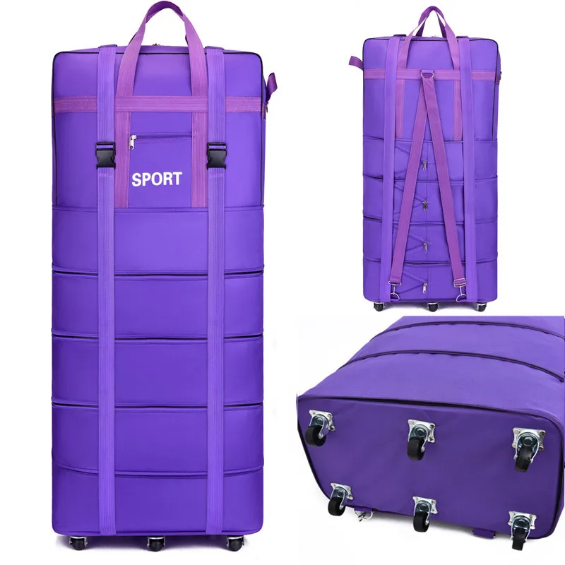 Plus Airline Checked Bag Oxfor - Foldable Rolling Luggage Bag ulasan dan harga