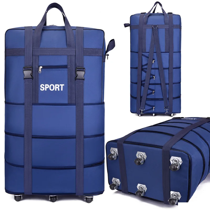 Plus Airline Checked Bag Oxfor - Foldable Rolling Luggage Bag ulasan dan harga