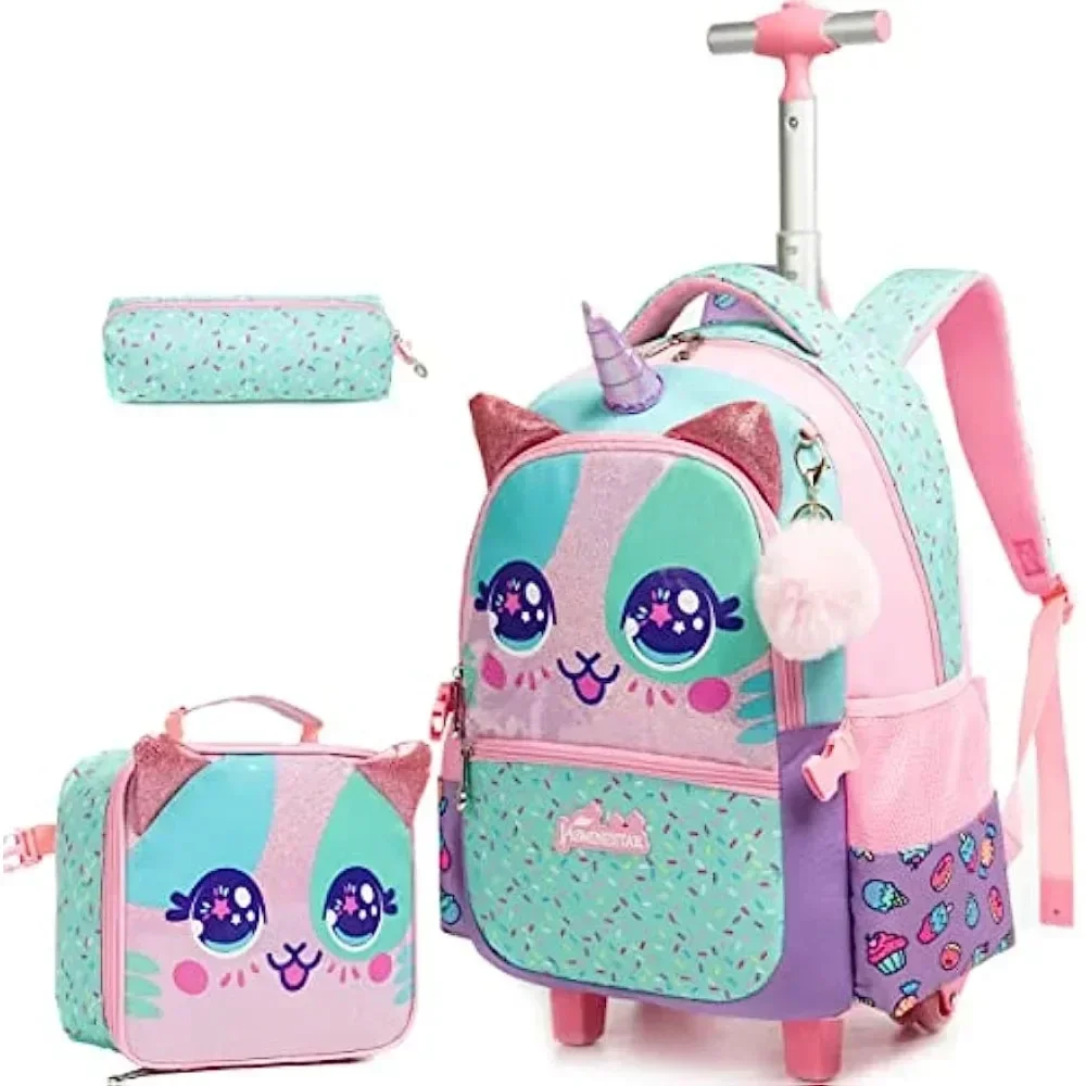 3PCS Cute Rolling Backpack for - Foldable Rolling Luggage Bag ulasan dan harga