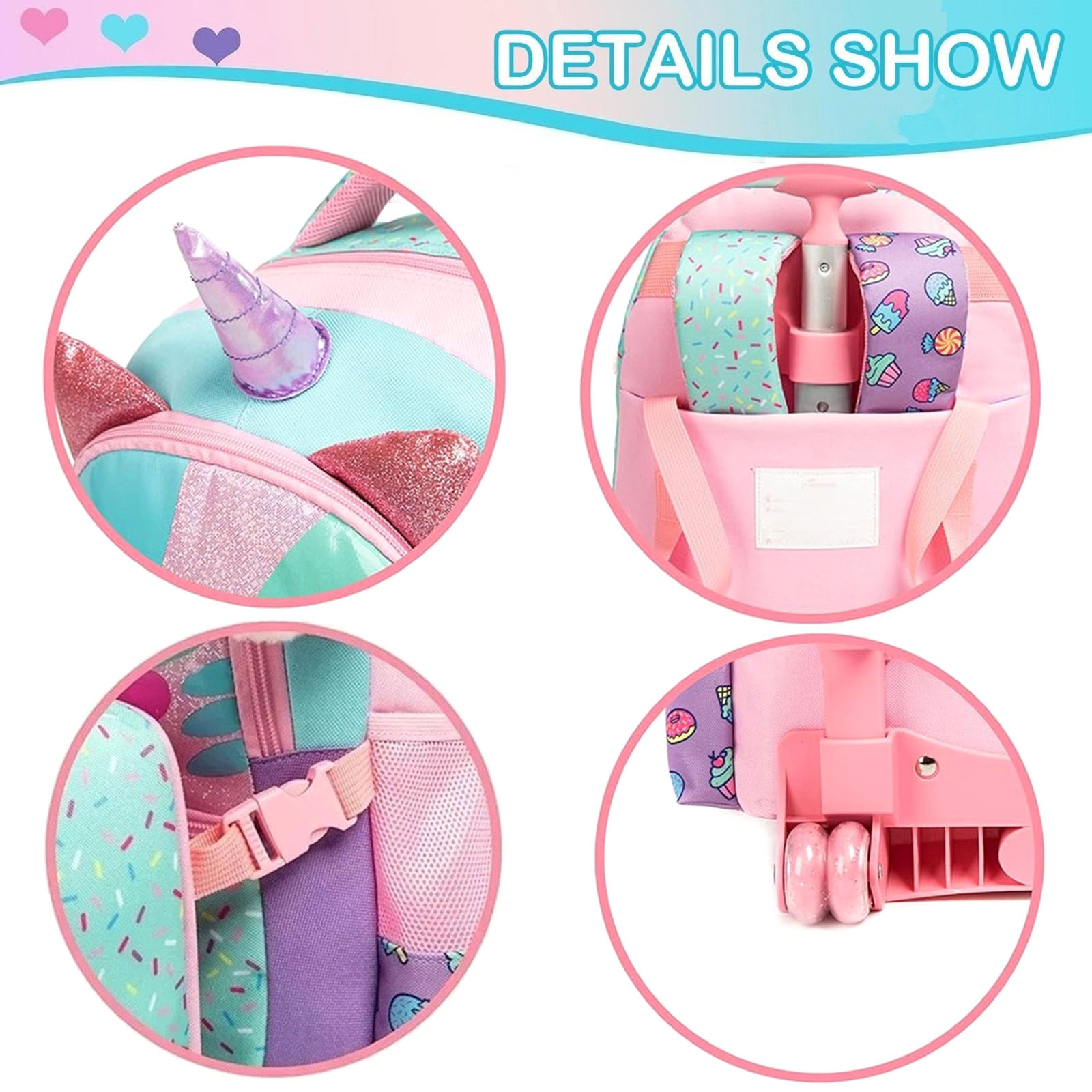 3PCS Cute Rolling Backpack for - Foldable Rolling Luggage Bag ulasan dan harga