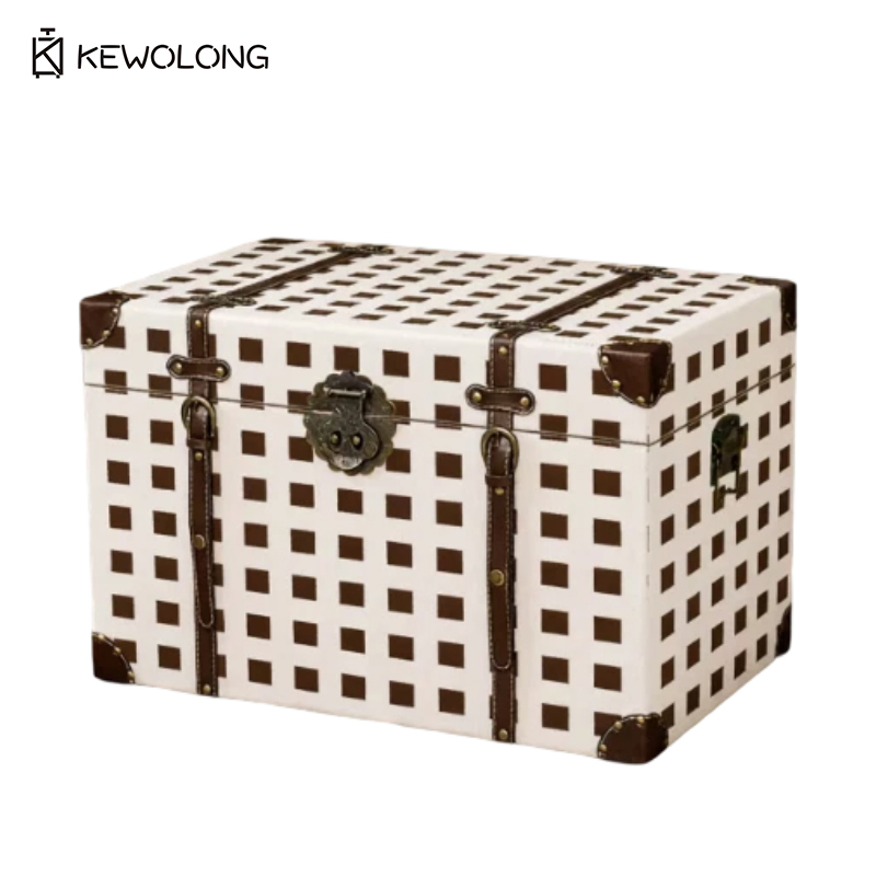 Vintage Plaid Print Wooden Sto - Retro Vintage Trunk Suitcase ulasan dan harga