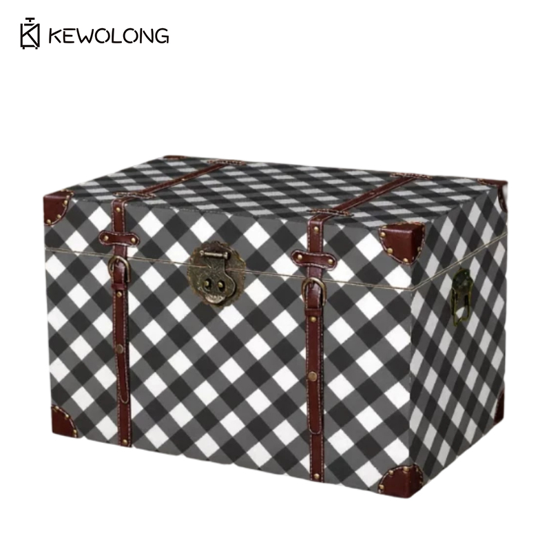 Vintage Plaid Print Wooden Sto - Retro Vintage Trunk Suitcase ulasan dan harga