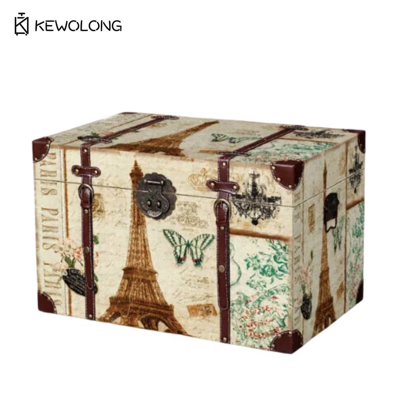 Vintage Plaid Print Wooden Sto - Retro Vintage Trunk Suitcase ulasan dan harga