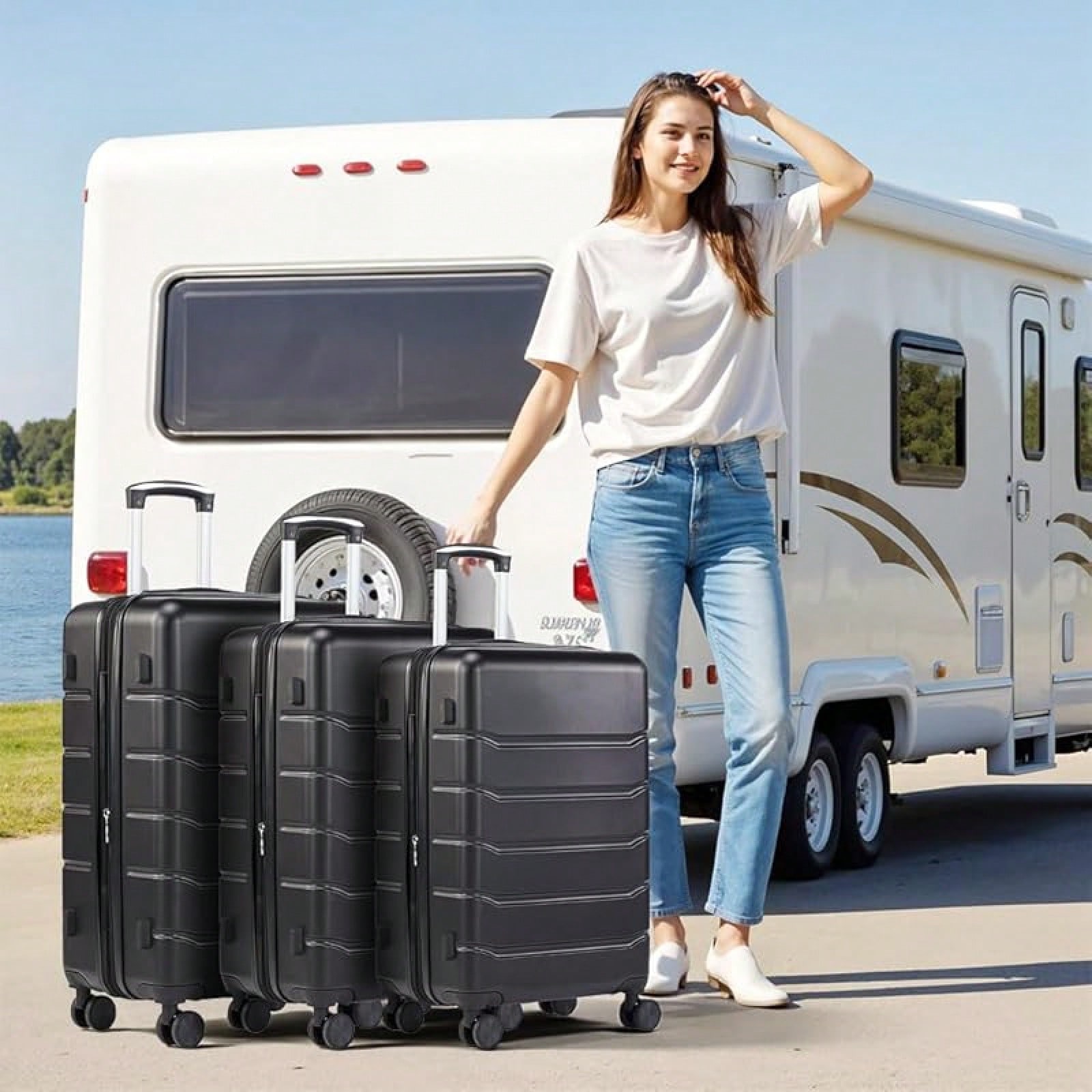 3-Piece Luggage Sets, Hardside - Expandable Hard Shell Luggage Set ulasan dan harga