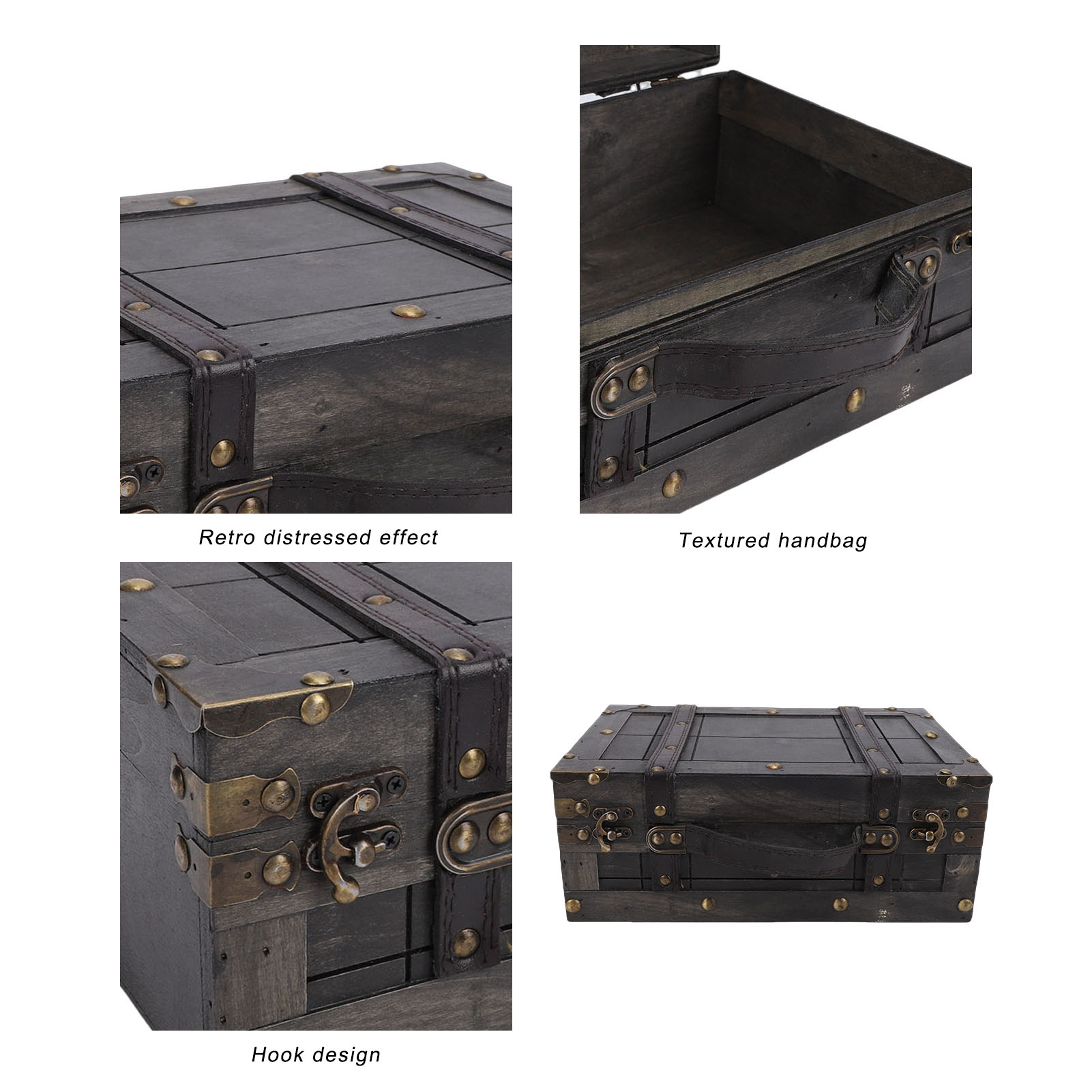 Wood Storage Trunk Wooden Ches - Retro Vintage Trunk Suitcase ulasan dan harga