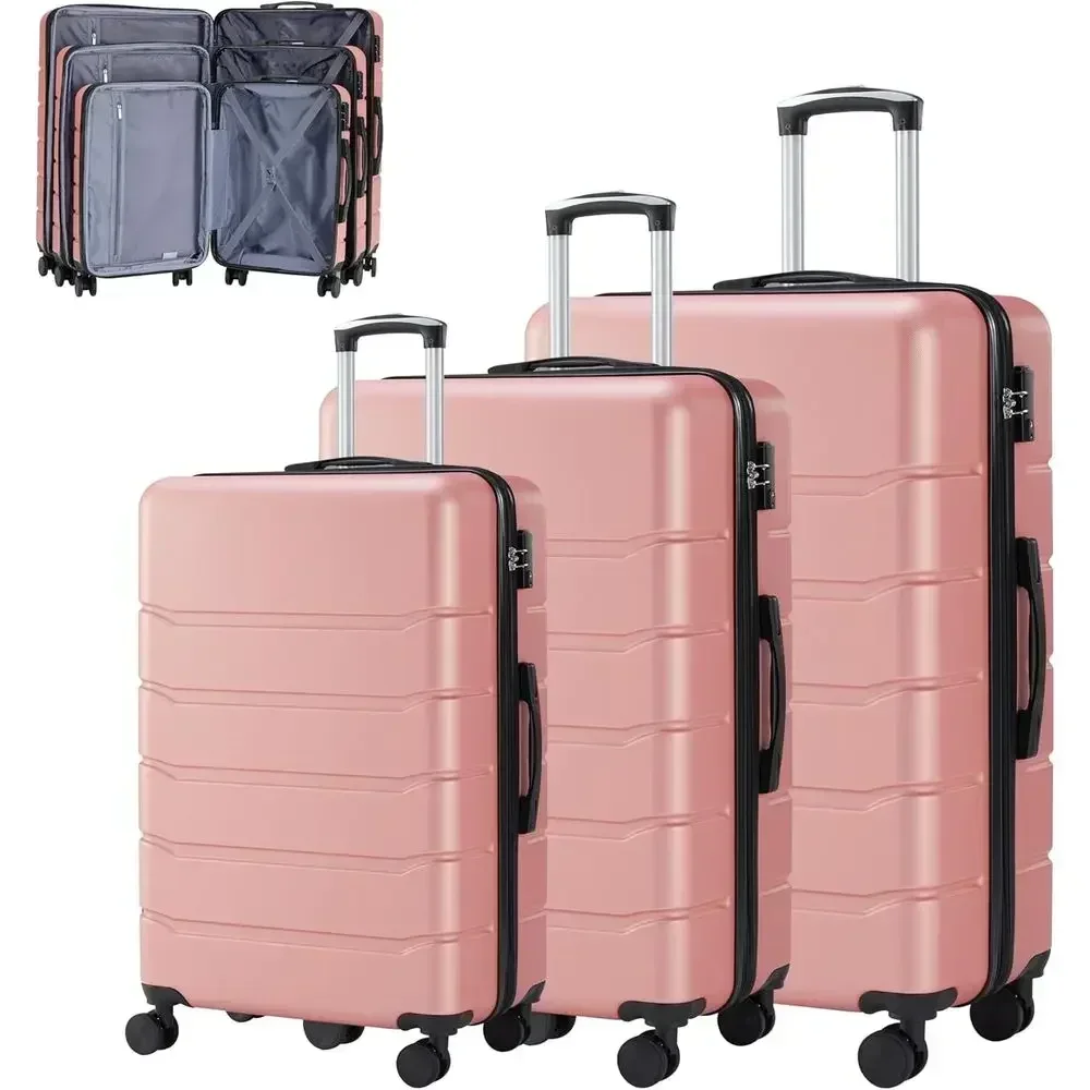 3-Piece Large Suitcase Set wit - Expandable Hard Shell Luggage Set ulasan dan harga