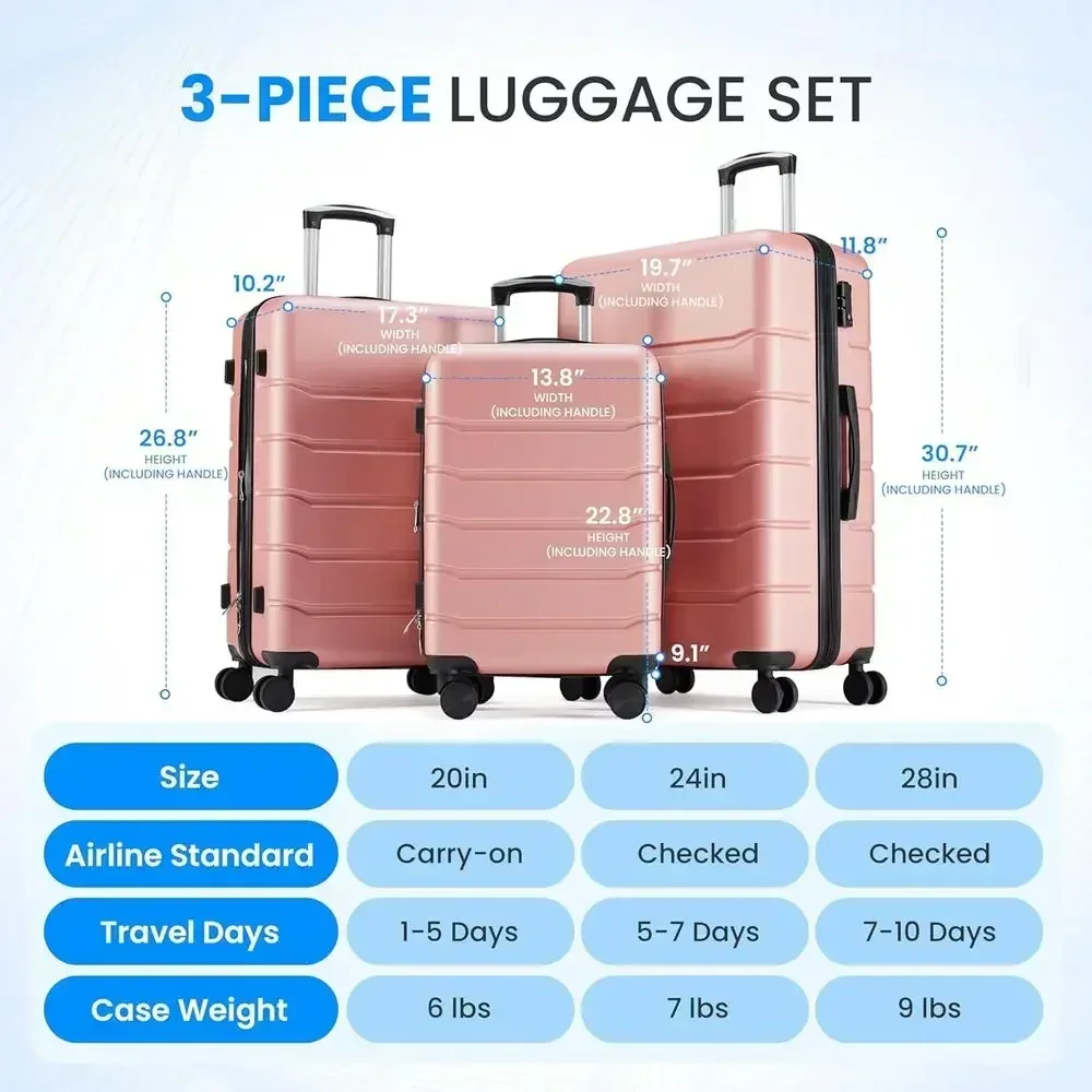 3-Piece Large Suitcase Set wit - Expandable Hard Shell Luggage Set ulasan dan harga