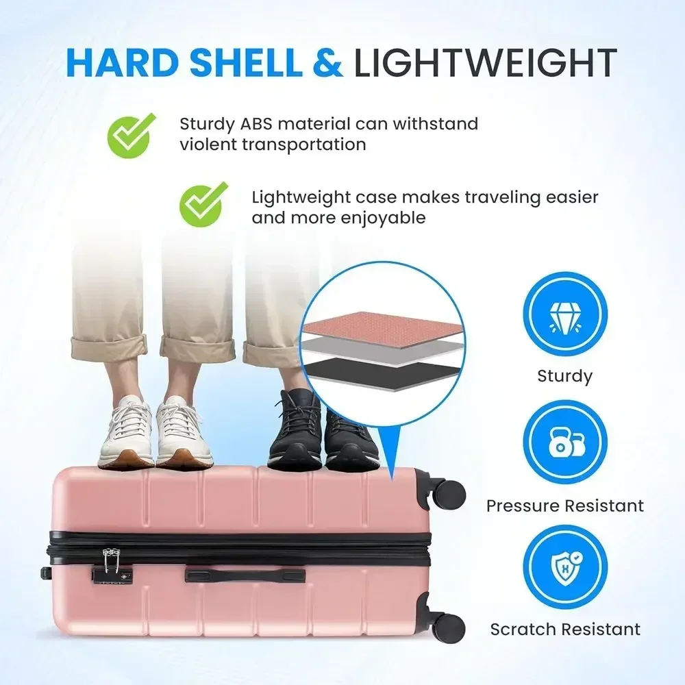 3-Piece Large Suitcase Set wit - Expandable Hard Shell Luggage Set ulasan dan harga