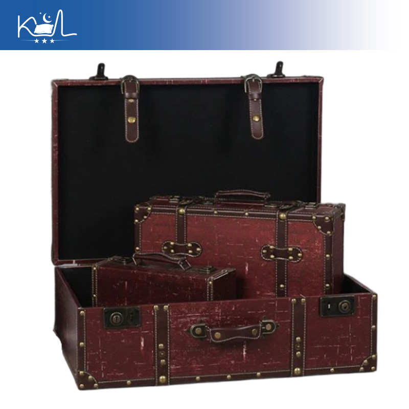 Vintage Red Decorative Suitcas - Retro Vintage Trunk Suitcase ulasan dan harga