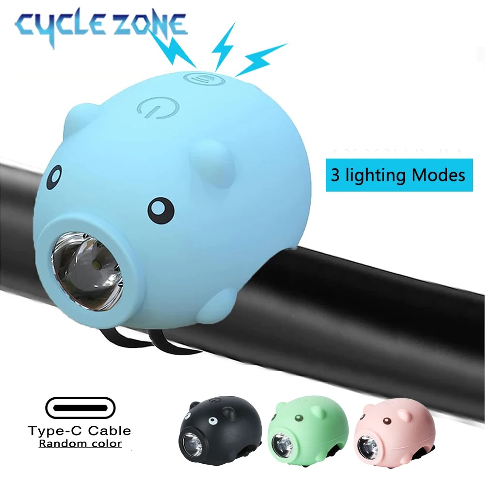Cute Pig Bicycle Front Light w - Kids Ride On Suitcase Scooter ulasan dan harga