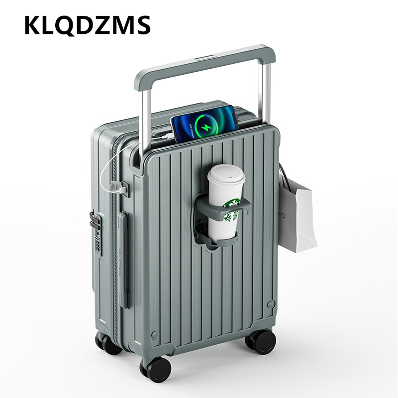 KLQDZMS Charging Suitcase Fron - Front Opening Laptop Luggage 24 Inch ulasan dan harga