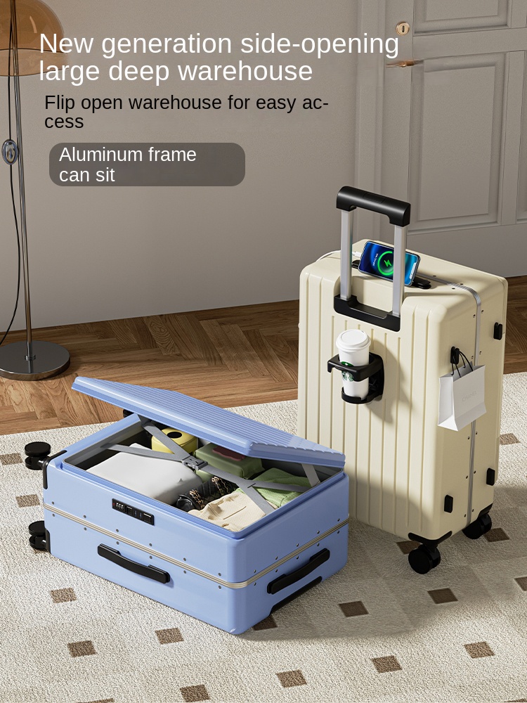 Side Opening Luggage 2025 New  - Aluminum Frame Carry On Luggage ulasan dan harga