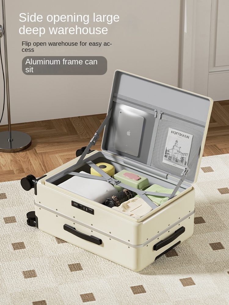 Side Opening Luggage 2025 New  - Aluminum Frame Carry On Luggage ulasan dan harga
